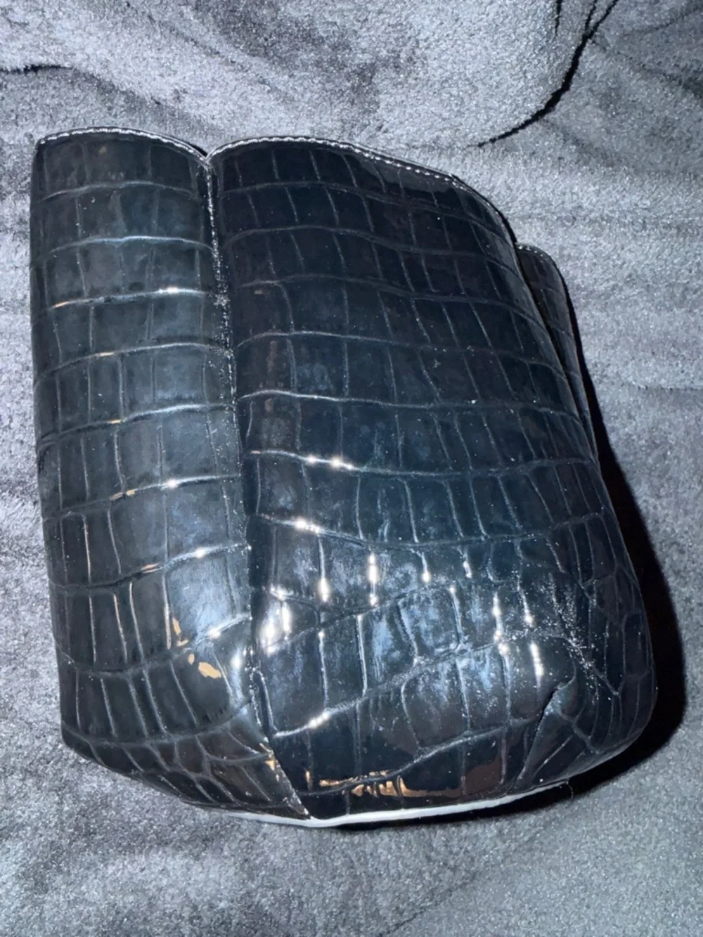 LOFT Black Croc-Embossed Mini Tote with Top Handles Black